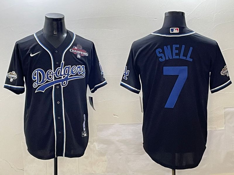 Men Los Angeles Dodgers 7 Snell Black Fashion Game 2025 Nike MLB Jersey style 30612